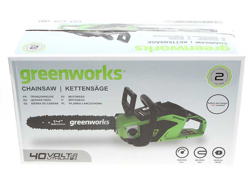 Greenworks GD40CS15 - 40V Electric Chainsaw - 35 cm Blade - WITHOUT BATTERY AND CHARGER