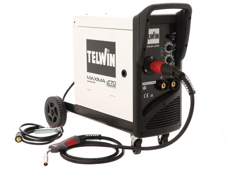 Telwin Maxima 270 Synergic Inverter Wire Welding Machine - for MIG-MAG/FLUX/BRAZING/MMA/TIG DC- LIFT - GAS/NO GAS