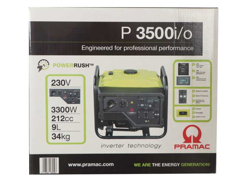 Pramac P3500I/O - Petrol inverter power generator 3.3 kW - DC 3 kW Single phase