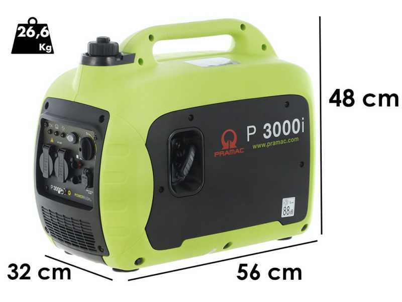 Pramac P3000I - 2.6 kW Inverter Silenced Petrol Power Generator with AVR - DC 2.3 kW Single phase