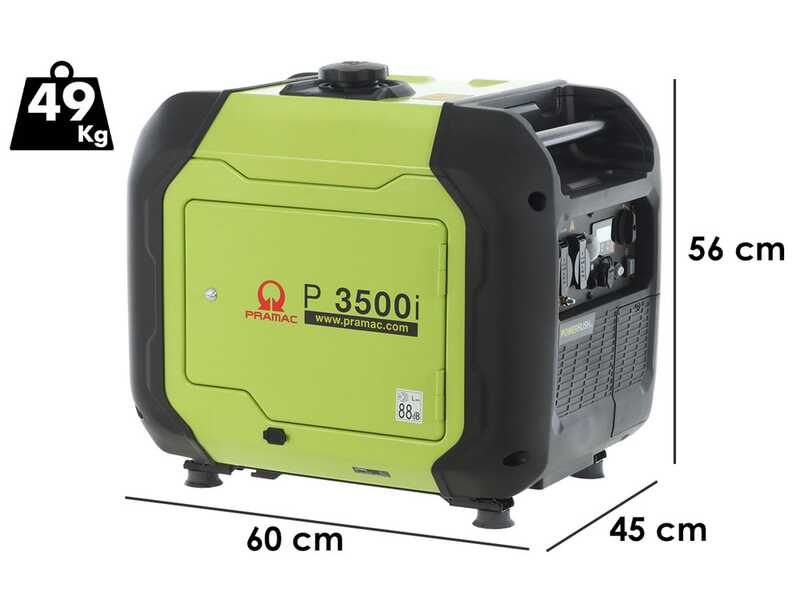 Pramac P3500I - 3.3 kW Inverter Silenced Petrol Power Generator with AVR - DC 3 kW Single-phase