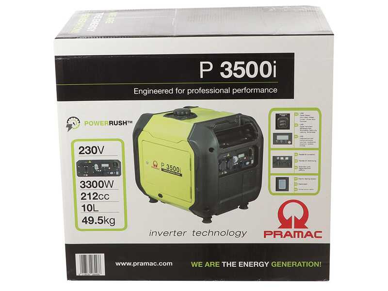 Pramac P3500I - 3.3 kW Inverter Silenced Petrol Power Generator with AVR - DC 3 kW Single-phase