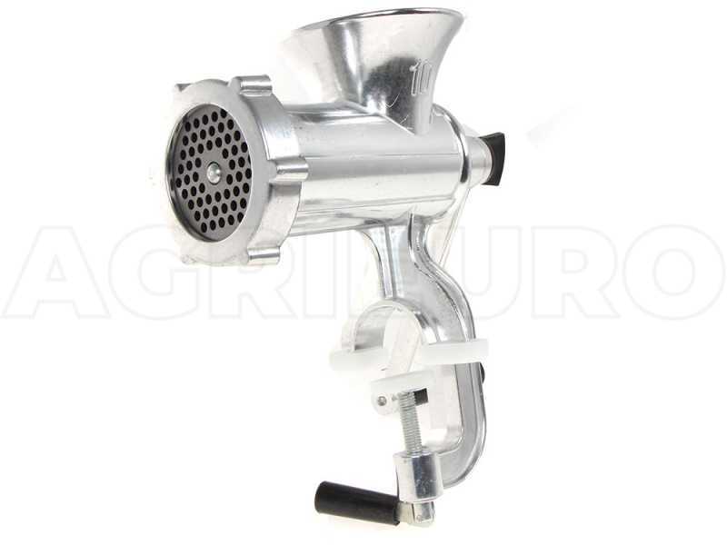 Hand crank manual meat grinder n&deg; 10 - food-safe aluminium tabletop mincer - Palumbo-Pavi