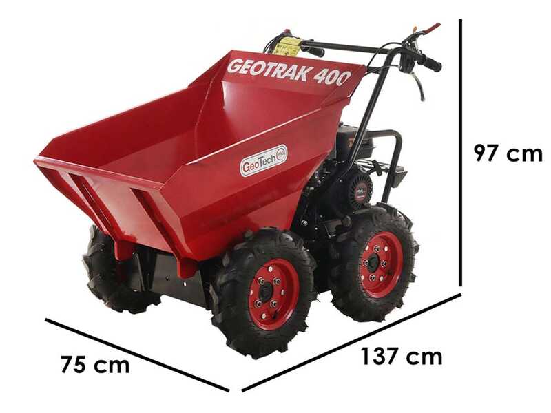 GeotechPro GEOTRAK 400 Power Wheelbarrow - Dumper Barrow 400 Kg -  4 Drive Wheels
