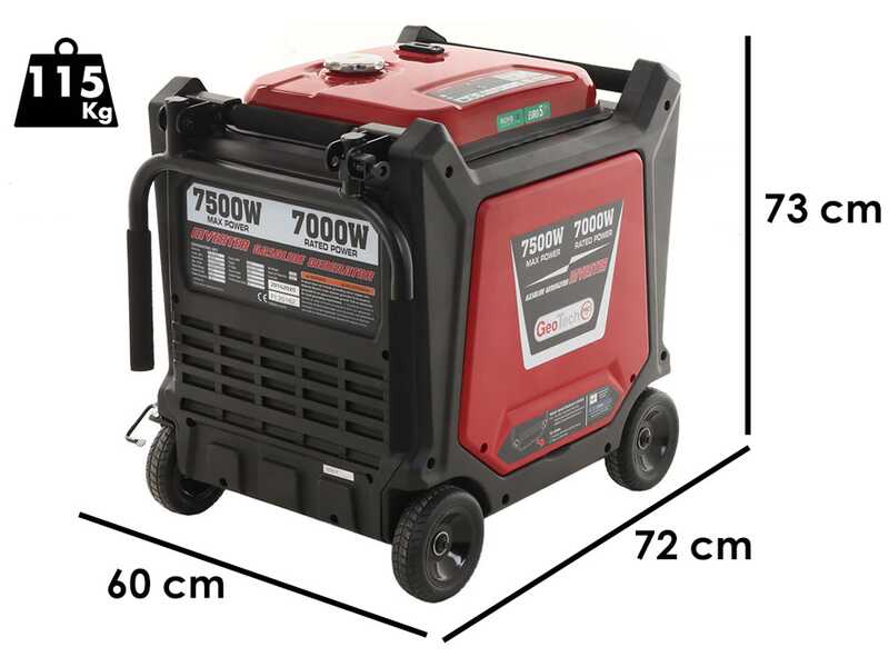 Geotech-Pro PTGA 9000 - 7.5 kW Wheeled Silenced Petrol Power Inverter Generator - DC 7 kW Single-phase + ATS