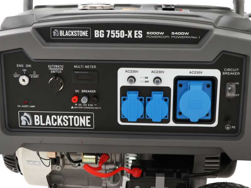 BlackStone BG 7550-X ES - 5.4 kW Wheeled Petrol Power Generator with AVR - DC 5 kW Single-phase + ATS