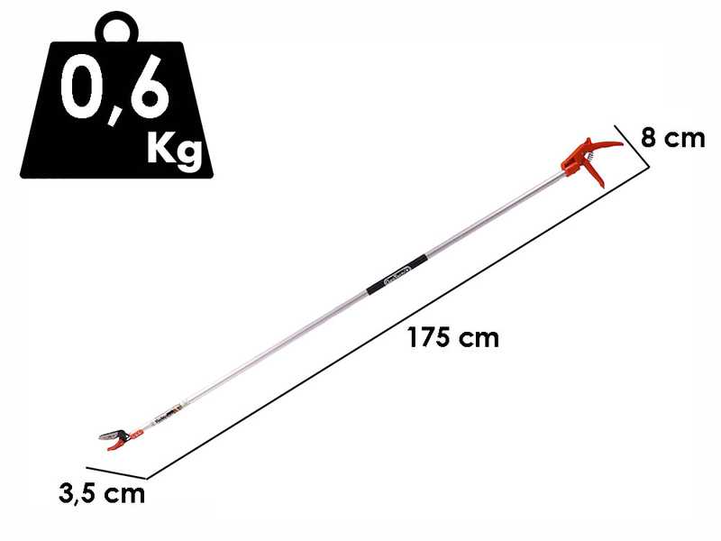 GeoTech FP-180- Pruning Shears on fixed pole with Cut and Hold system