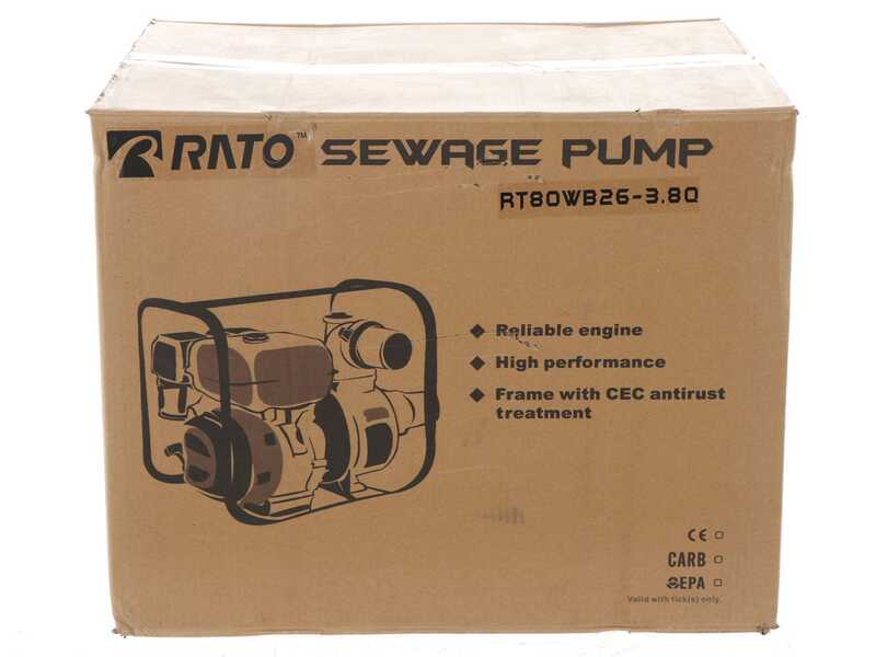 RATO RT80W26 3.8 Water Pump for Dirty Water - R210 Engine