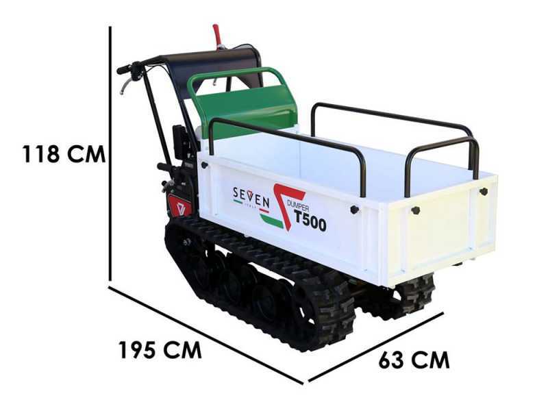 Seven Italy T500 GX-E Tracked Power Barrow - Extendable dumper truck - 500 Kg Load capacity