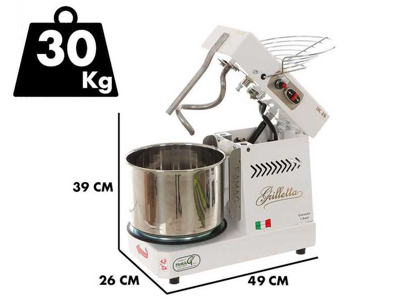Famag Grilletta IM 5S/230 10 Speeds HH - 5 kg high hydration spiral mixer with liftable head