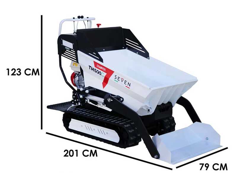 Seven Italy TH500C GX 200 Tracked Power Barrow - Hydraulic dumper truck 500 Kg with bucket