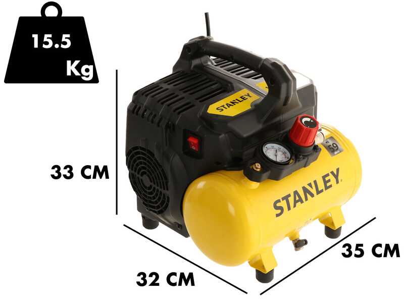 Stanley DST 100/8/6 - Compresor de aire eléctrico compacto portátil 1HP - 6  lt