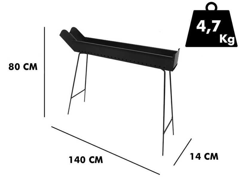 Seven Italy BBQ-100 Go - Charcoal roasting grill - 100x14 cm