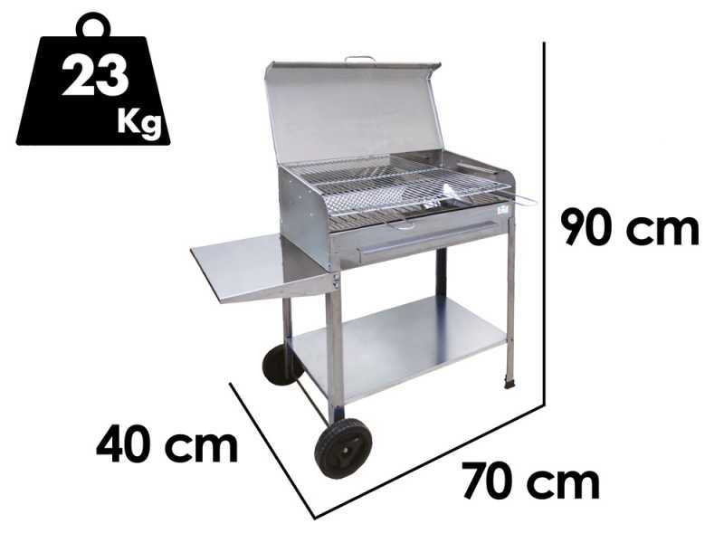 Seven Italy Achille Inox Large - Artisan Charcoal Barbecue - 67,5x37 cm