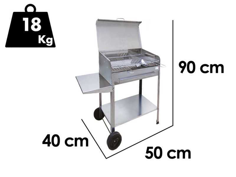 Mille Achille Stainless Steel Small - Artisan Charcoal Barbecue - 47,5x37 cm