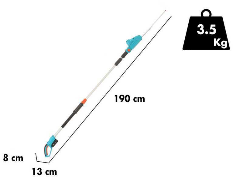 Gardena THS 42/18V P4 Ready To Use Set 42 cm Electric Hedge Trimmer on Telescopic Pole, 18 V-2.5Ah Lithium Battery