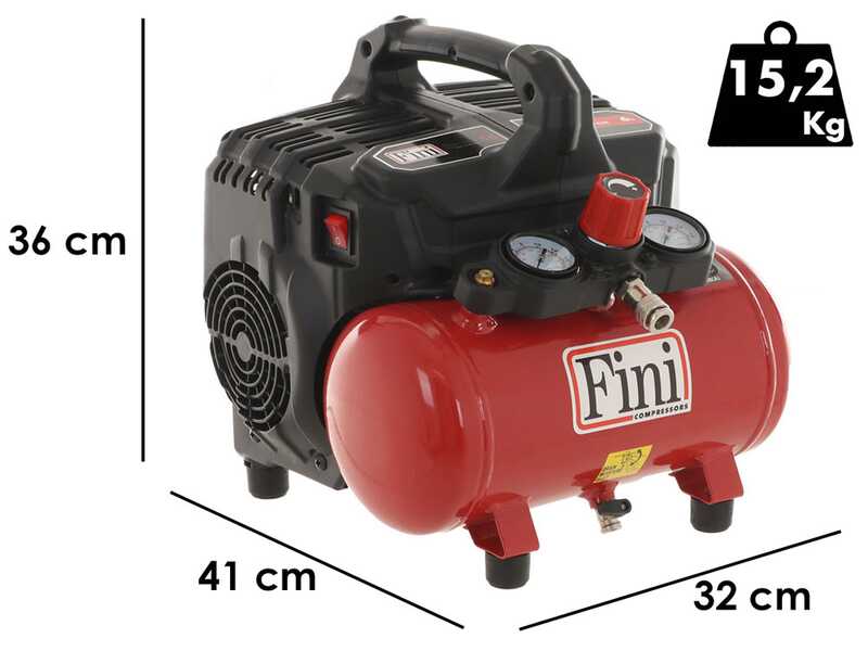 Fini Siltek S/6 - Electric Compact Portable Air Compressor - 1 Hp Motor - 8 Bar