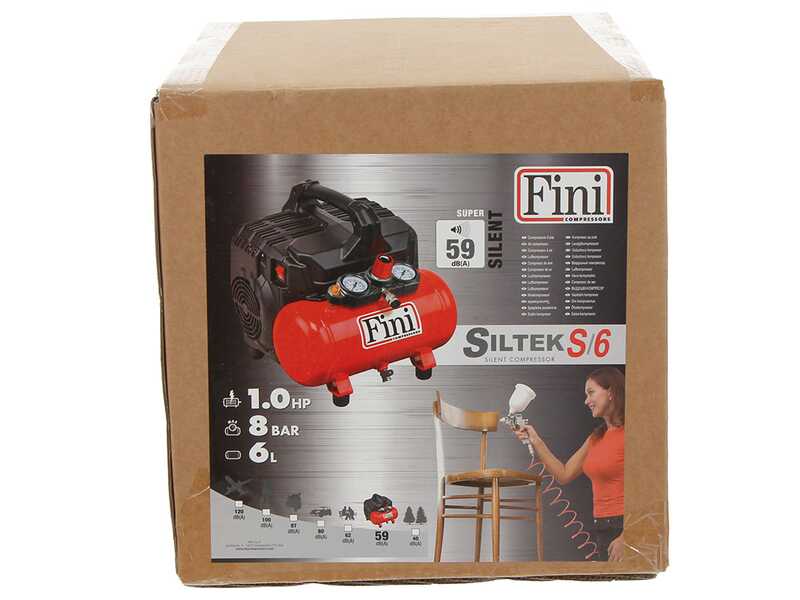 Fini Siltek S/6 - Electric Compact Portable Air Compressor - 1 Hp Motor - 8 Bar