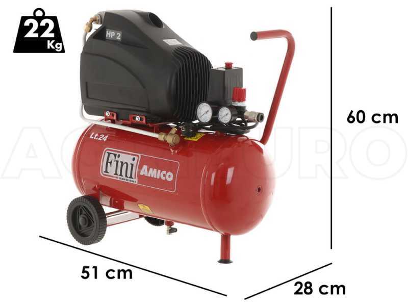 FINI Amico 25/SF2500 - Electric Wheeled Air Compressor - 2 Hp Motor - 24 L