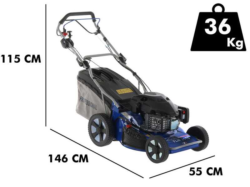 Ma.ri.na Systems YLM 354S VV Self-propelled Petrol Lawn Mower  - 52 cm Cutting Width - Yamaha MA190 Engine - 4 in1