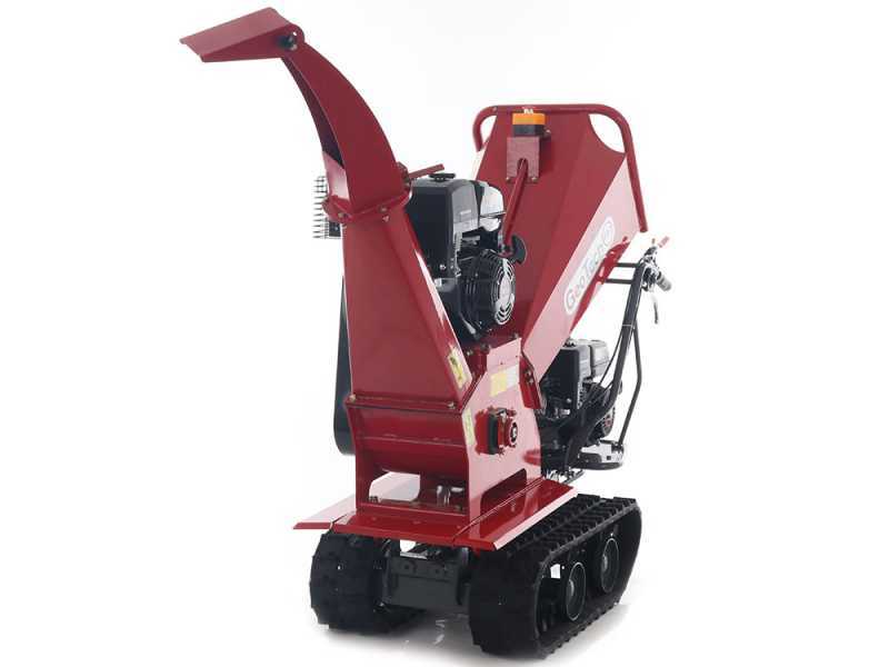 GeoTech Pro BMS155 LE - Tracked Self-propelled Wood Chipper on Power Barrow GeoPorter 330D - 4 Rollers - 15 HP Loncin Engine - Dumper Body