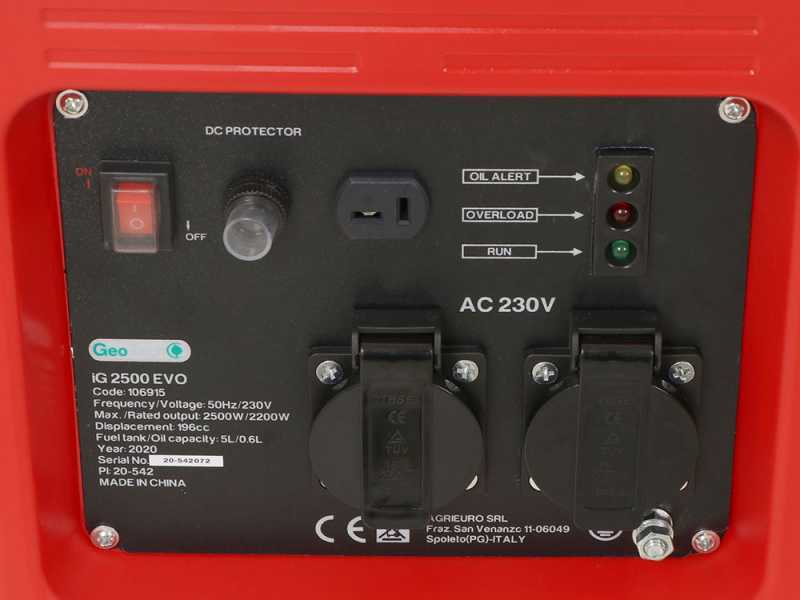 Geotech iG 2500 EVO - 2.5 kW Petrol inverter Power Generator - DC 2.2 kW Single-phase