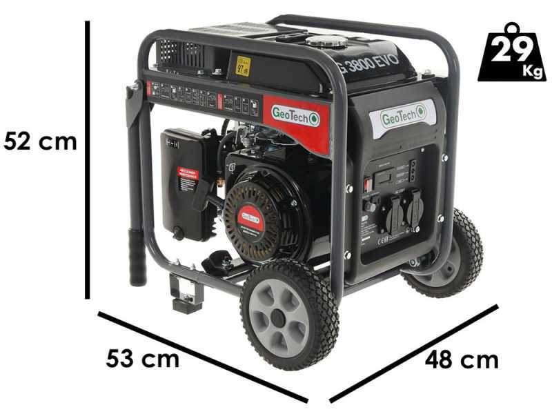 Geotech iG 3800 EVO - 3.8 kW Wheeled Petrol Inverter Power Generator - DC 3.5 kW Single-phase