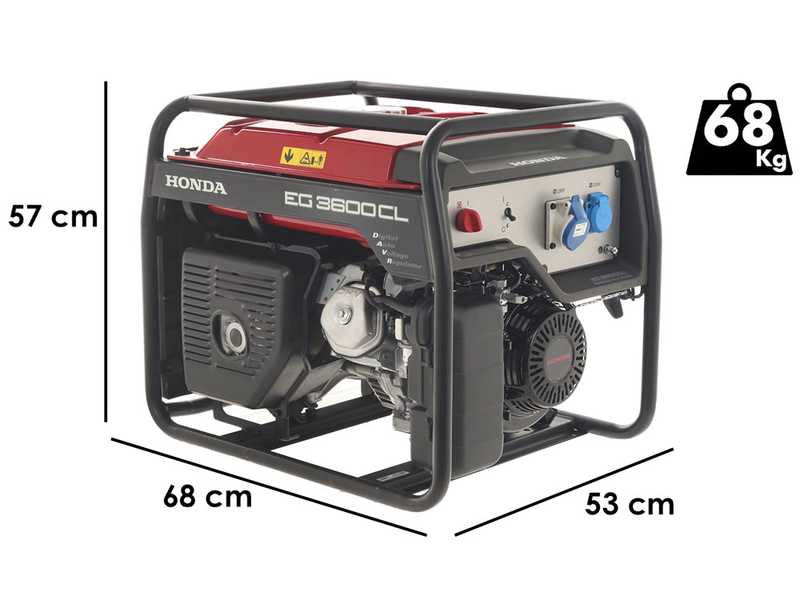 Honda EG 3600 CL - Wheeled Petrol power generator with AVR 3.6 kW - DC 3.2 kw Single Phase