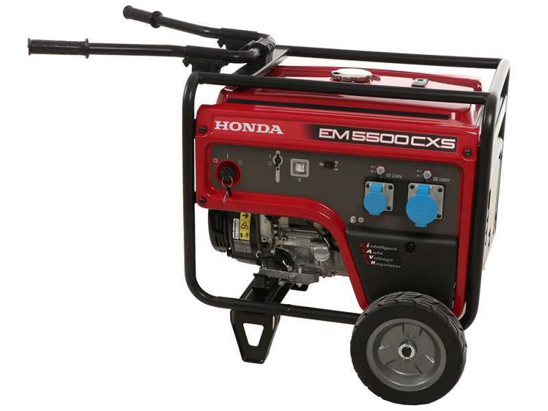 Honda EM 5500CXS - 5.5 kW Wheeled Petrol Power Generator with AVR - DC 5 kW Single-phase + ATS