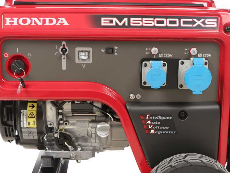 Honda EM 5500CXS - 5.5 kW Wheeled Petrol Power Generator with AVR - DC 5 kW Single-phase + ATS