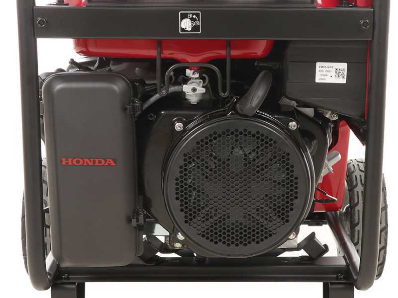Honda EM 5500CXS - 5.5 kW Wheeled Petrol Power Generator with AVR - DC 5 kW Single-phase + ATS