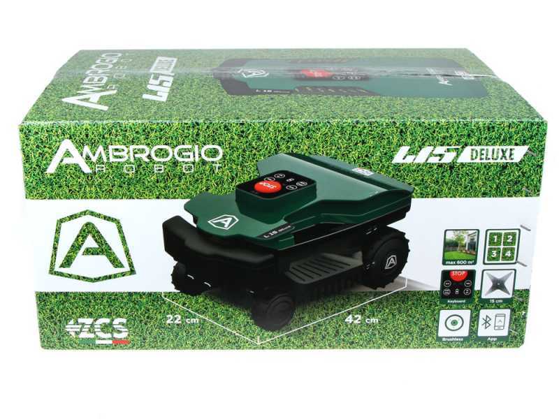 Ambrogio L15 Deluxe Robot Lawn Mower with perimeter wire - robotic lawn mower with boundary wire -  25.9 V 5 Ah battery