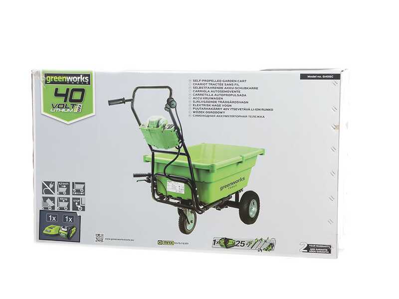 Electric Battery-powered Wheelbarrow Greenworks G40GC Garden Cart 40V - WITHOUT BATTERY AND CHARGER