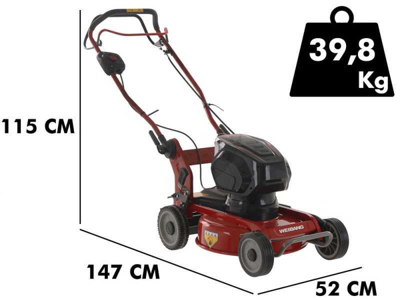 Weibang WB462SEM Self-propelled Battery-powered Electric Lawn Mower for Mulching - 120 V/4Ah Battery