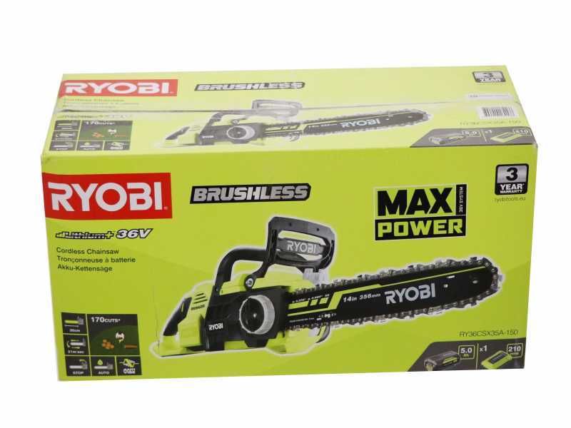 RYOBI RY36CSX35A-150 Battery-powered Electric Chainsaw - 36 V - 35 cm Bar Length