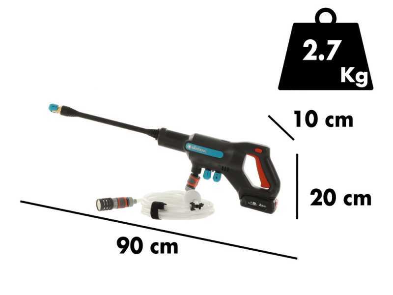 Gardena AcquaClean 24/18V Lithium Spray Gun Pressure Washer with 2.5 Ah battery