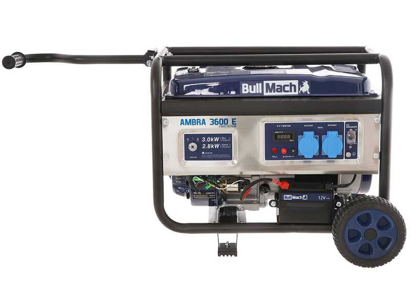 BullMach AMBRA 3600 E - 3 kW Wheeled Petrol Power Generator - DC 2.8 kW Single-phase