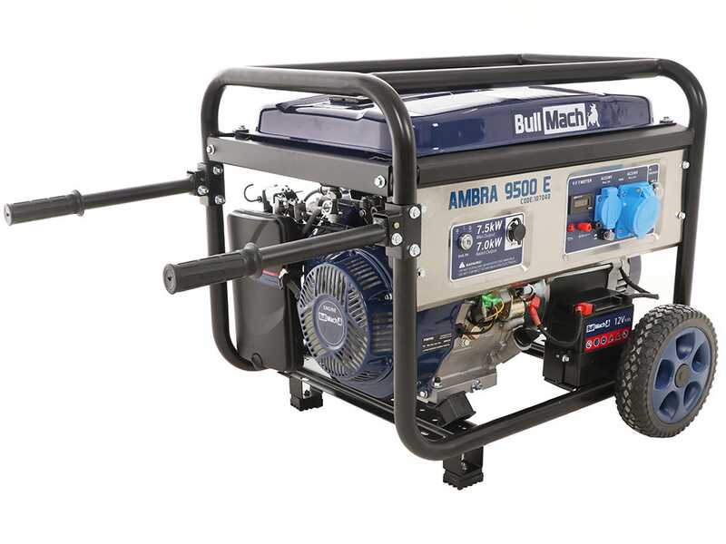 BullMach AMBRA 9500 E - 7.5 kW Wheeled Petrol Power Generator with AVR - DC 7 kW Single-phase