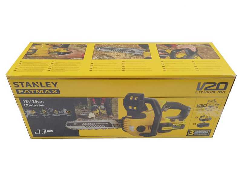 Stanley Fatmax V20 - 18V 4Ah Battery-powered Electric Chainsaw - 30 cm Blade
