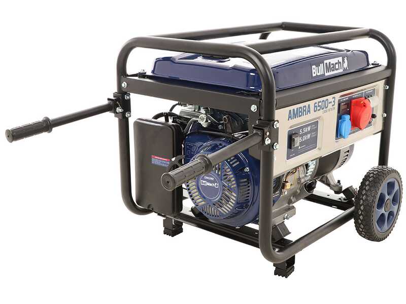 BullMach AMBRA 6500-3 - 5.5 kW Wheeled Petrol Power Generator with AVR - DC 5 kW Three-phase