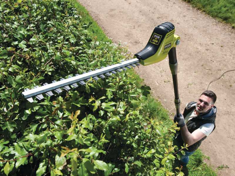 RYOBI 450W RPT4545E electric hedge trimmer on telescopic extension pole - 45cm blade - 20mm cut