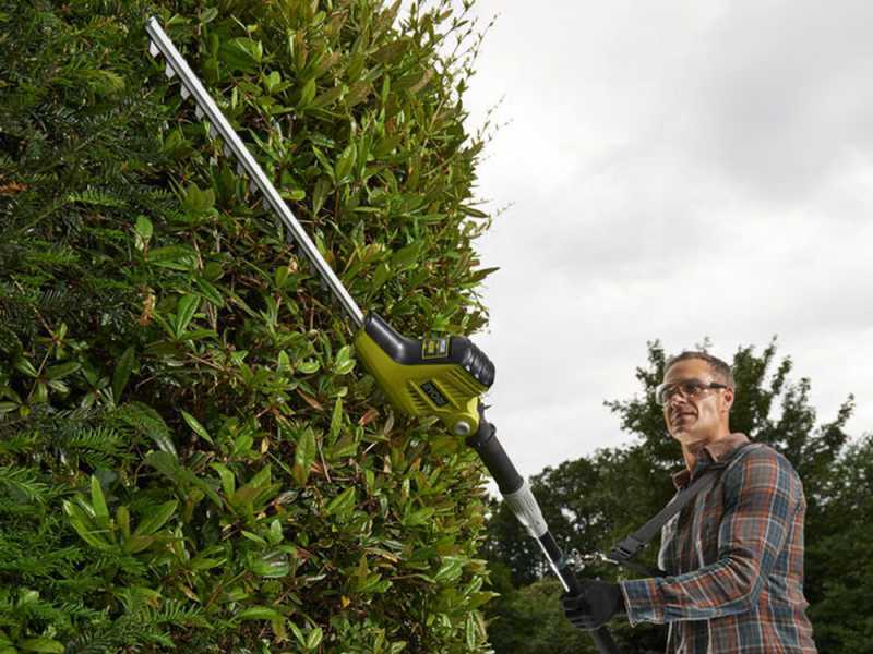 RYOBI 450W RPT4545E electric hedge trimmer on telescopic extension pole 45cm blade 20mm cut