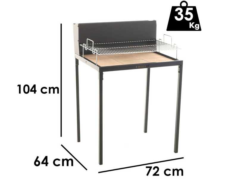 Famur BK7 Light 2-in-1 Charcoal and Wood-fired Barbecue - 70x48 cm Chrome-plated Grid