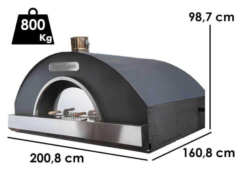 Agrieuro Top-Line INOX - Professional 10 Pizzas Wood-Fired Oven  - 200 Pizzas/h