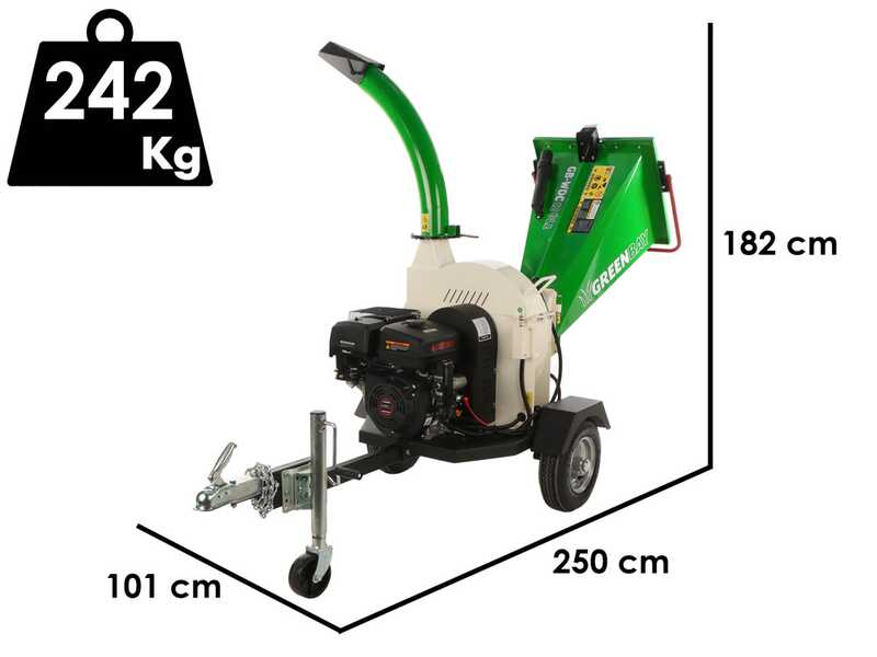 GreenBay GB-WDC 120 LE - Professional petrol wood chipper 15 HP Loncin G420FD engine