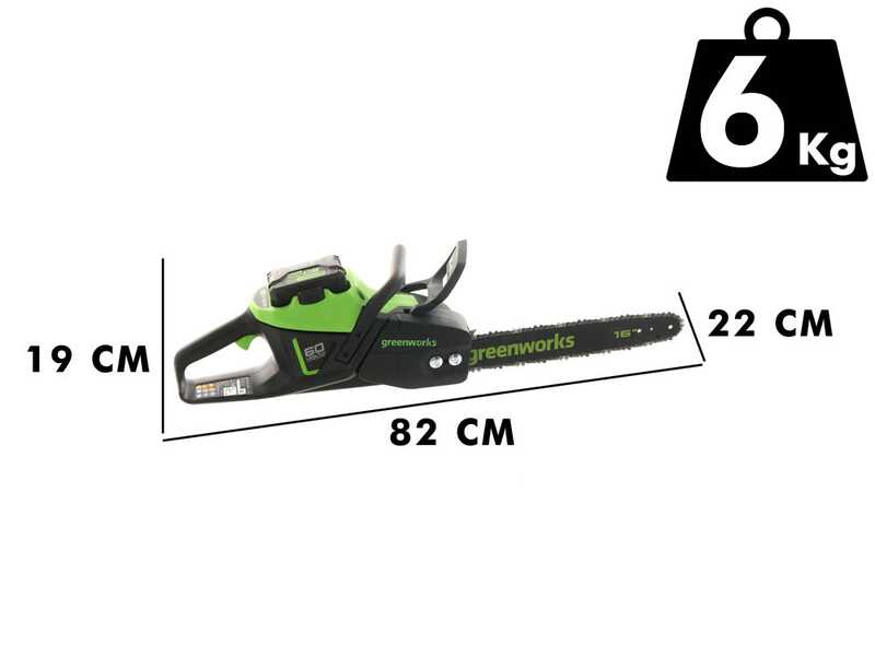 GreenWorks GD60CS40 Battery-powered Electric Chainsaw - 41cm Blade - 60 V/4Ah Battery and Battery Charger Included