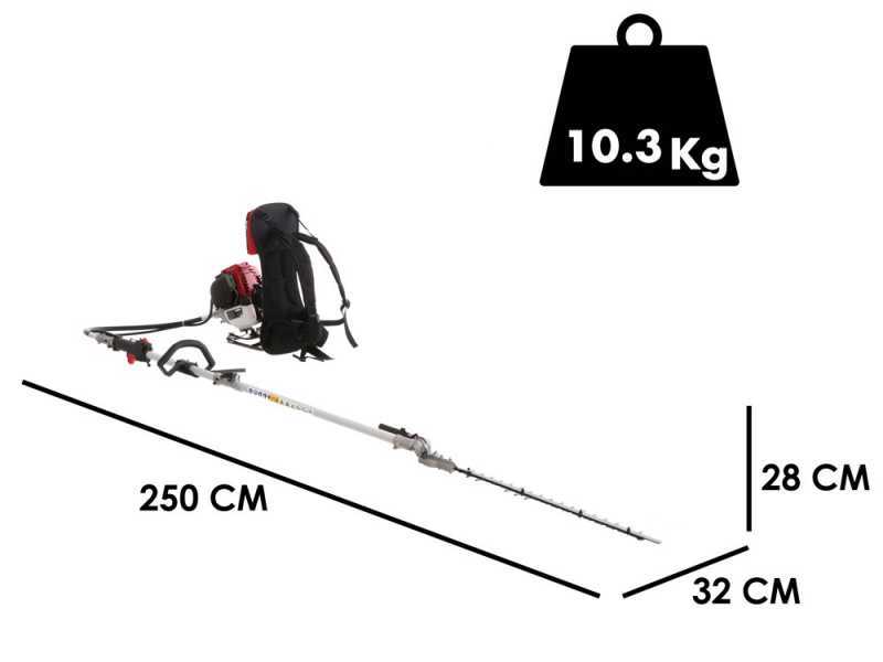 GeoTech GT-4 36 BP Backpack Petrol Hedge Trimmer on Extension Pole - 36 cc