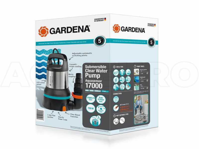 Gardena 17000 Aquasensor 9036-20 Submersible Water Pump for clear water