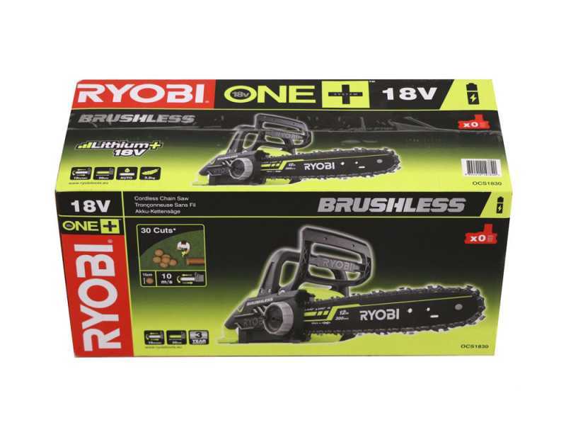 RYOBI BRUSHLESS OCS1830 Electric Chainsaw - 18V - 30cm Bar Length - BATTERY AND BATTERY CHARGER NOT INCLUDED