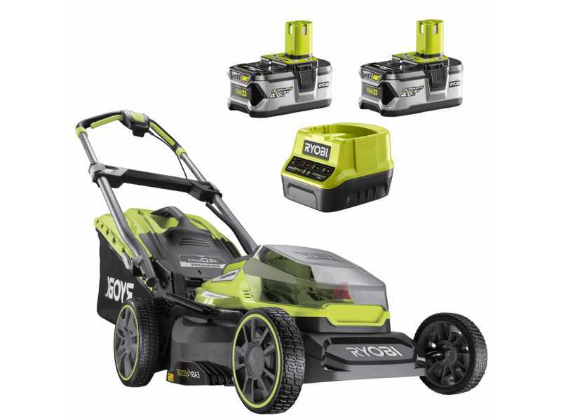 RYOBI RY18LMX40A 240 Battery powered Lawn Mower 18 V 4Ah x2 50 L Grass Collector 40 cm Cutting Width